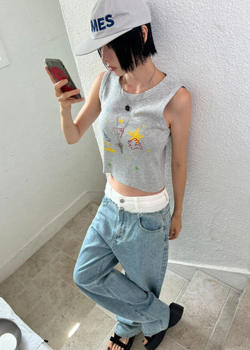 KITSCH PRINT KNIT SLEEVELESS